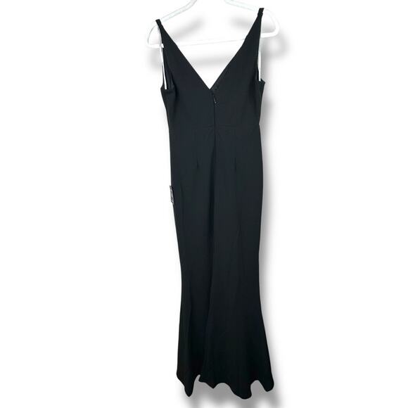 Lulus NWT Melora Black Crepe Bodycon Mermaid Sleeveless Flared Maxi Dress Medium - Picture 7 of 10